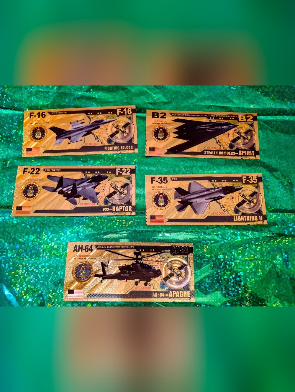 24k GOLD BACKS Air Force Novelity